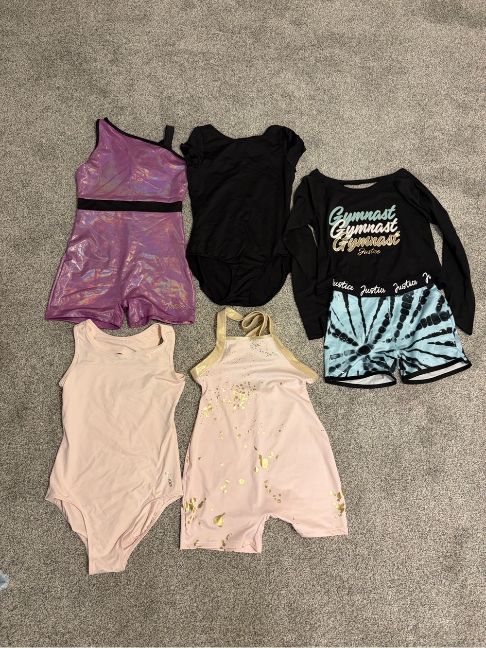 Gymnastics One-Piece Leotard Bundle - Pink, Black, Purple